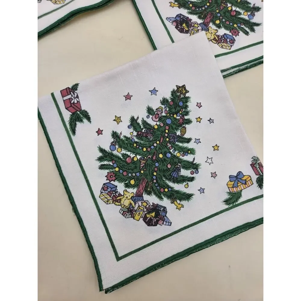 Set 4pc Nikko Happy Holidays Fallani and Cohn Christmas Napkins vtg RARE
